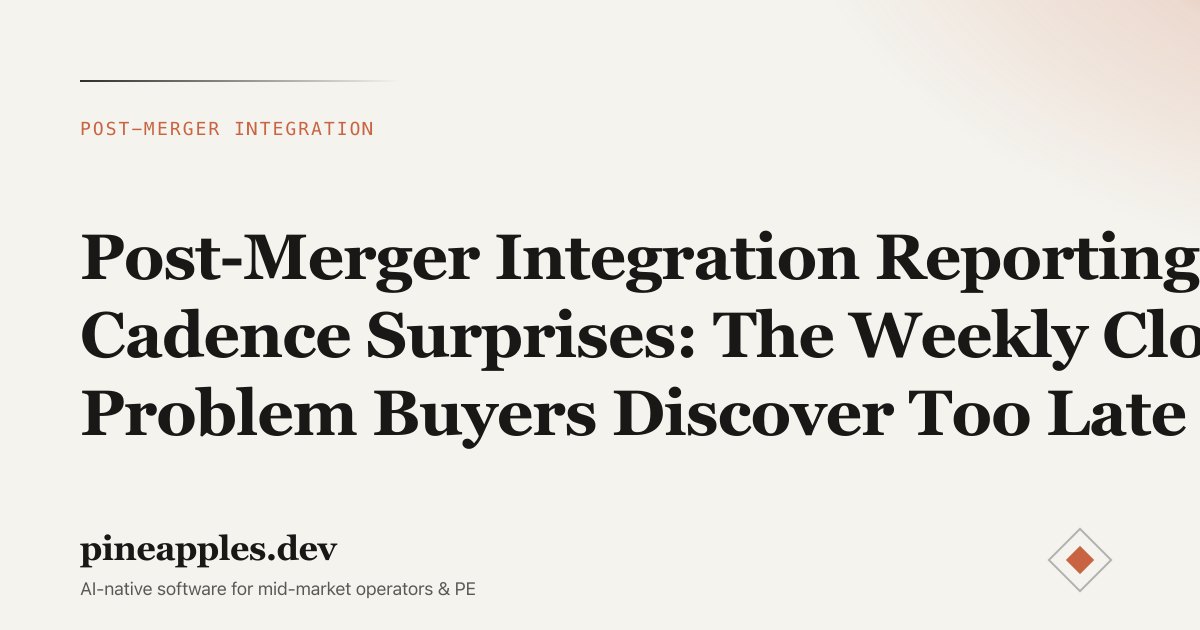 Post-Merger Integration Reporting Cadence Surprises: The Weekly Close Problem Buyers Discover Too Late