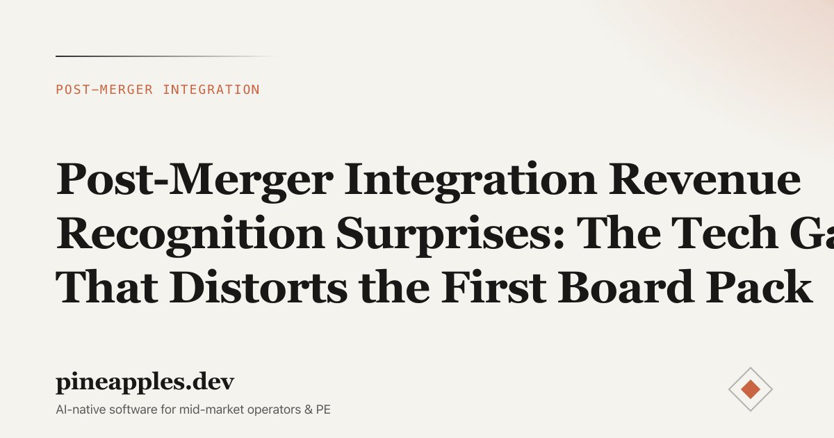 Post-Merger Integration Revenue Recognition Surprises: The Tech Gap That Distorts the First Board Pack
