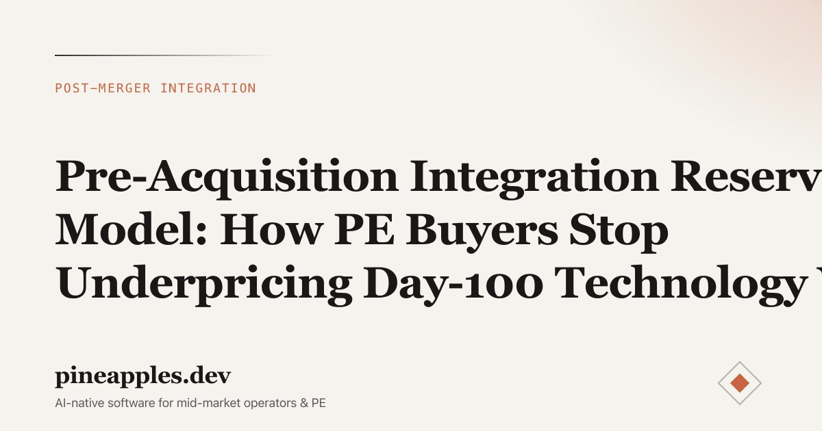 Pre-Acquisition Integration Reserve Model: How PE Buyers Stop Underpricing Day-100 Technology Work