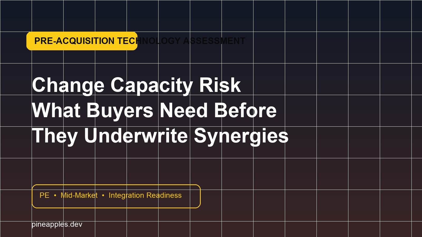 Pre-Acquisition Technology Assessment for Change Capacity Risk: What Buyers Need Before They Underwrite Synergies