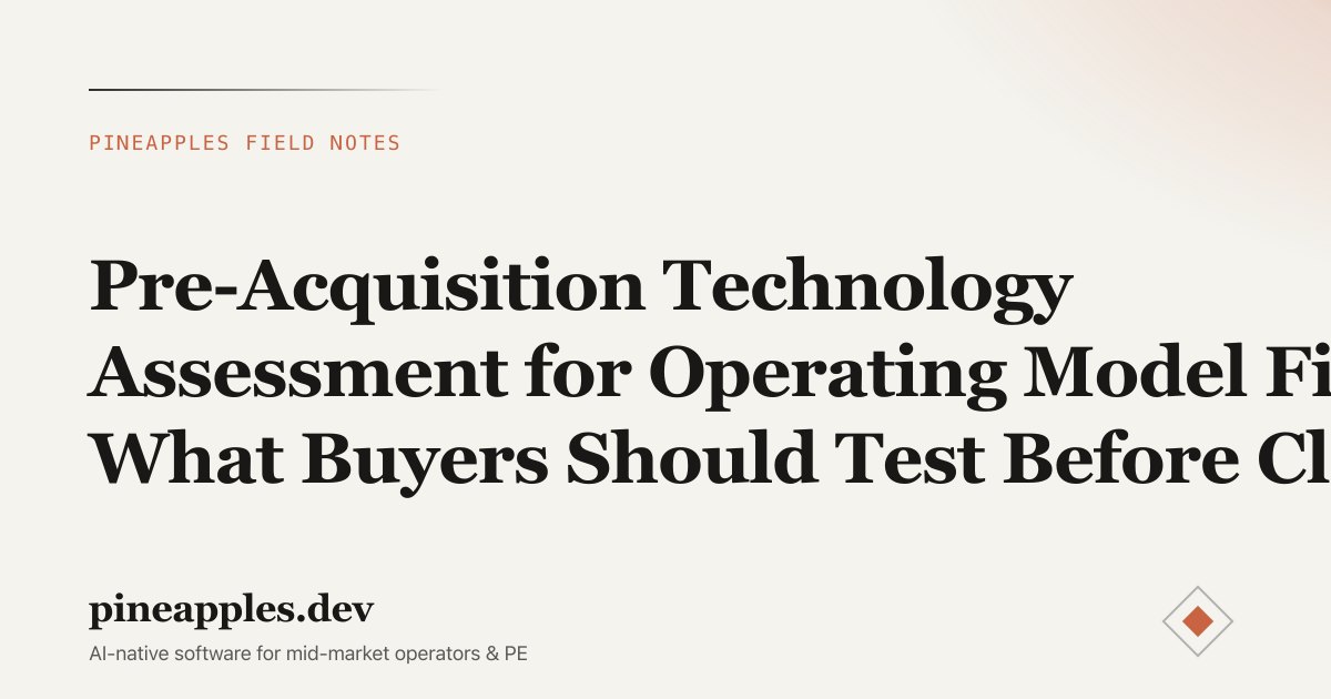 Pre-Acquisition Technology Assessment for Operating Model Fit: What Buyers Should Test Before Close