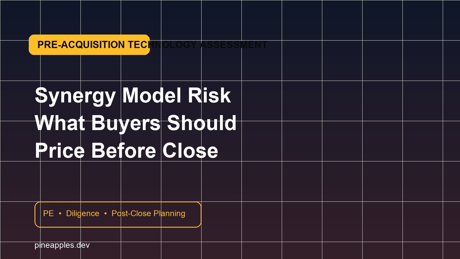 Pre-Acquisition Technology Assessment for Synergy Model Risk: What Buyers Should Price Before Close